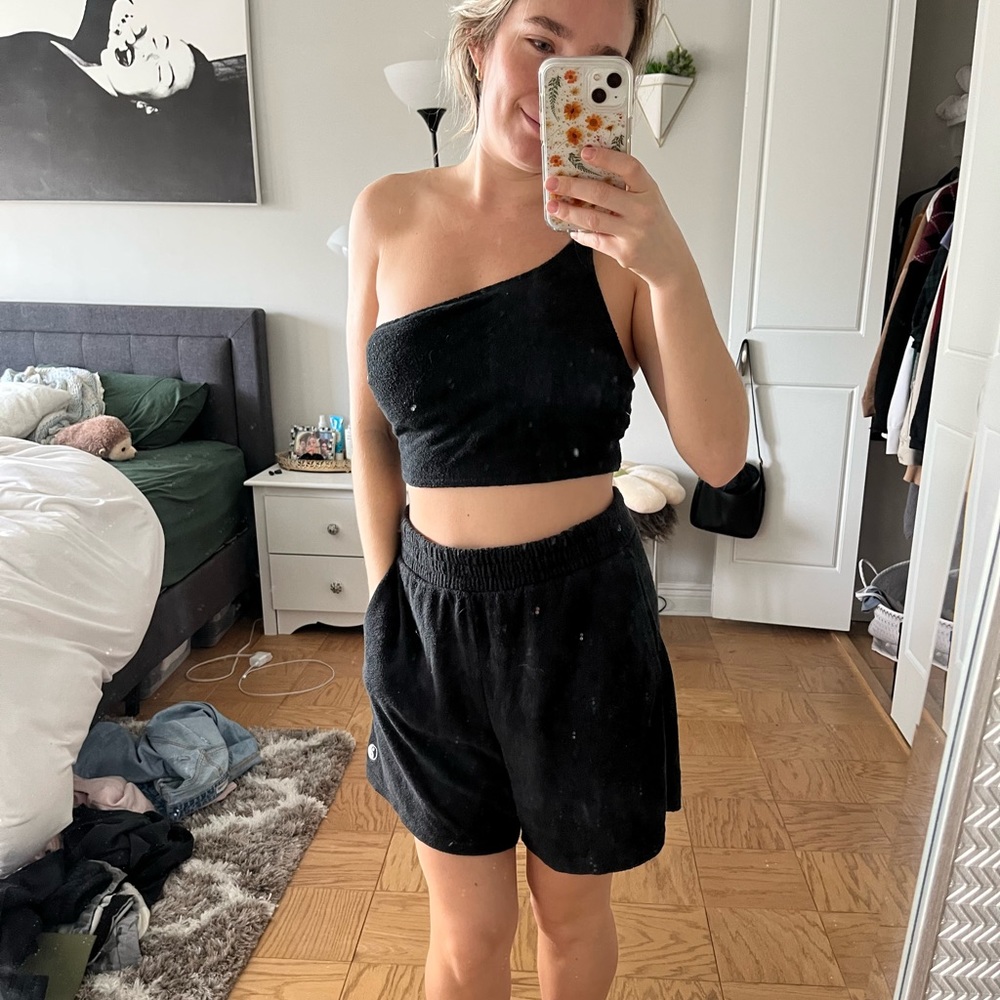 Black terry cloth set